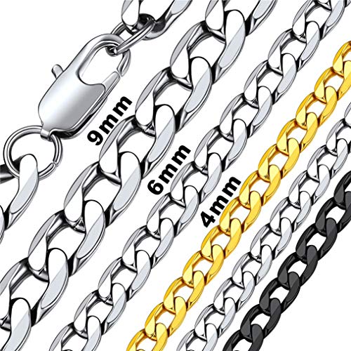 Bandmax Hip Hop Lange Kette für Männer Jungen, 71cm Edelstahl Panzerkette Halskette Biker Rapper Modeschmuck Accessoire, 4mm dünne kubanische Gliederkette tolles Geburtstagsgeschenk von Bandmax