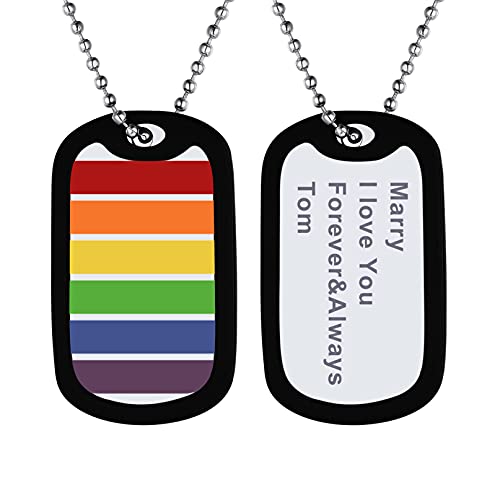 Bandmax LGBT Dog Tag Kette Männer Frauen Edelstahl LGBTQ Personalisierte Kette Homosexuell Erkennungsmarke Kugelkette Regenbogen Pride Accessoires von Bandmax