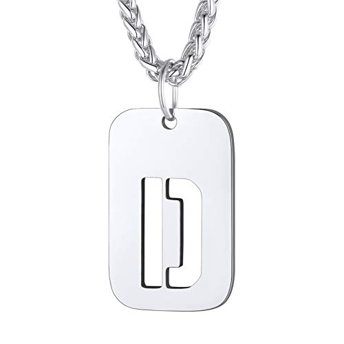 Bandmax Militärische Buchstabe D Dog Tag Kette hohl Initiale Anhänger Edelstahl Weizenkette 55+5cm verstellbar Modeschmuck Accessoire für Frauen Männer Bandmax Militärische Buchstabe D Dog Tag Kette hohl Initiale Anhänger Edelstahl Weizenkette 55+5cm verstellbar Modeschmuck Accessoire für Frauen Männer von Bandmax