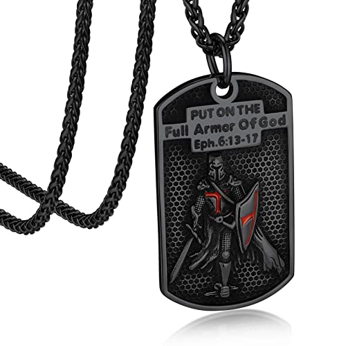 Bandmax Templer Dog Tag Halskette Herren Edelstahl Männerkette Amulett schwarzer Tempelritter Anhänger Punk Biker Kette Länge 55CM+5CM Schmuck für Geburtstag Vatertag Bandmax Templer Dog Tag Halskette Herren Edelstahl Männerkette Amulett schwarzer Tempelritter Anhänger Punk Biker Kette Länge 55CM+5CM Schmuck für Geburtstag Vatertag von Bandmax