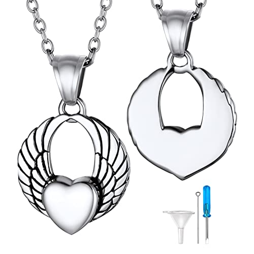 Bandmax Urnenketten für Asche Halskette aus Edelstahl Personalisierter Herzanhänger mit Herzflügel Urnenanhänger Halskette Länge 50cm Andenken Erinnerung Verbrennung Schmuck für Männer Frauen Bandmax Urnenketten für Asche Halskette aus Edelstahl Personalisierter Herzanhänger mit Herzflügel Urnenanhänger Halskette Länge 50cm Andenken Erinnerung Verbrennung Schmuck für Männer Frauen von Bandmax