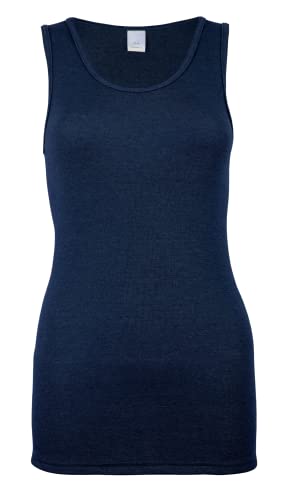 banora Wolle-Seide-Unterhemd für Damen ohne Ärmel (Tanktop/Achselshirt/Top/Achselhemd) (Gr. L, Farbe: Marine) von banora