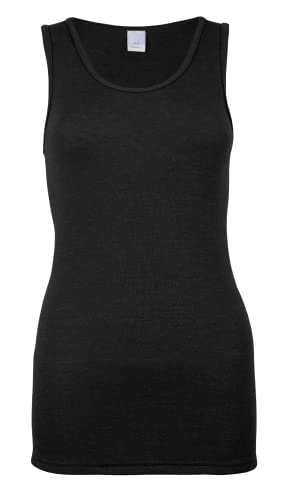 banora Wolle-Seide-Unterhemd für Damen ohne Ärmel (Tanktop/Achselshirt/Top/Achselhemd) (Gr. L, Farbe: schwarz) von banora