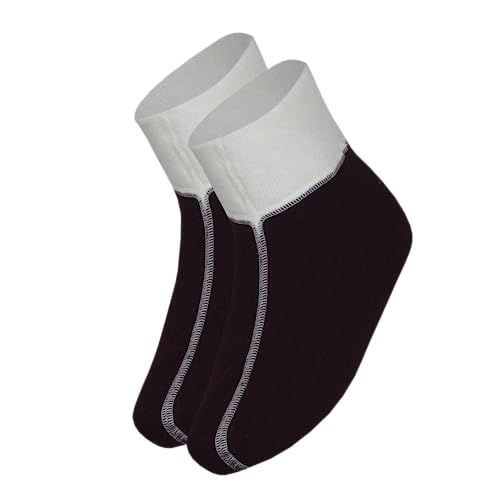 banora flauschige Gesundheitssocken, Fußwärmer oder Bettschuhe mit Schurwolle und Kaschmir in tollen Farben (Gr. 3, Farbe: bordeaux mit weißem Bündchen) von banora