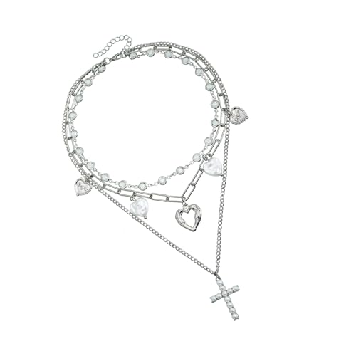 baojielai 2000er Jahre Retro Kruzifix und Herz Charm Halskette Trendy Schlüsselbeinkette Legierung Hals Schmuck für Frauen Coole Mädchen baojielai 2000er Jahre Retro Kruzifix und Herz Charm Halskette Trendy Schlüsselbeinkette Legierung Hals Schmuck für Frauen Coole Mädchen von baojielai