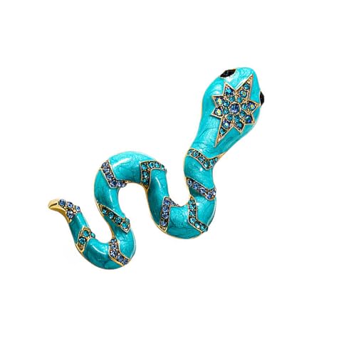 baojielai Einzigartige Damen-Brosche mit funkelnden Strasssteinen, einzigartige Schlangen-Brosche, Legierung, Textur für multifunktionales Outfit-Styling, 9.7x4.2cm, Metall von baojielai