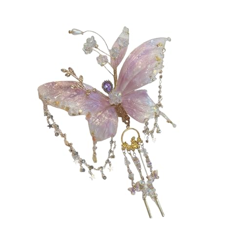 baojielai Elegante Schmetterlings-Haarnadel mit baumelnden Kristallquasten für Frauen, Party, Frisur, kulturelle Veranstaltung, Haar-Accessoire von baojielai