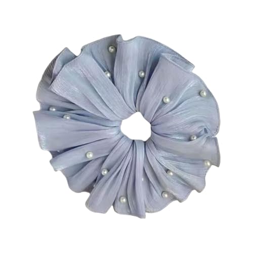 baojielai Elegantes, französisch inspiriertes Perlen-Haargummi mit Rüschenstoff, modischer Haarschmuck für Damen und Mädchen von baojielai