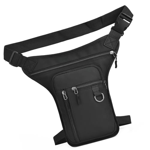baojielai Mehrzweck-Umhängetasche aus Nylon, verstellbarer Riemen, große Kapazität, Beingürteltasche, seitliche Hüfttasche für Outdoor-Sport, Reisen, Schwarz , as the pic show von baojielai