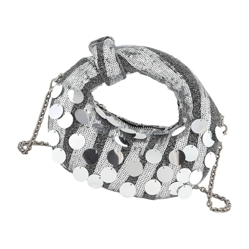 baojielai Stilvolle glitzernde Abendtasche mit praktischem Futter und verstellbarem Kettenriemen Schultertaschen Handtasche für Partys, silber, 20x7.5cm von baojielai