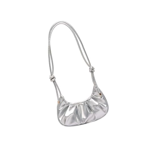 baojielai Stilvolle koreanisch inspirierte plissierte Umhängetasche für Damen, Mehrzweck-Umhängetasche mit geräumigen Fächern, silber, as the pic show von baojielai