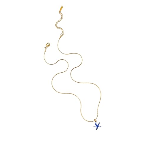 baojielai Verstellbare Halskette mit Seestern-Anhänger, Edelstahl, Halsschmuck für Frauen und Mädchen, vom Meer inspiriert, 39+5cm, Edelstahl, Kein Edelstein von baojielai