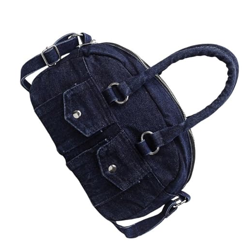 baojielai Vintage Jeans Motorrad Stil Crossbody Tasche Multi Pocket Schultertaschen Praktische Handtasche für Reisen oder tägliches Pendeln, blau, as the pic show von baojielai