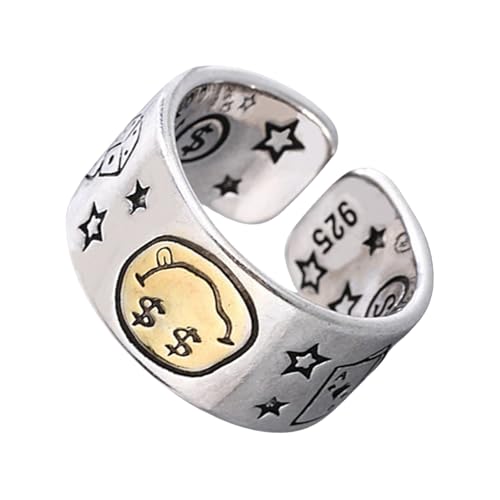 baojielai Vintage Smiles Face Würfel Stern Öffnungsringe Verstellbare Ringe Schmuck für Mode-Enthusiasten und Retro-Liebhaber, as the pic show, Kupfer, Kein Edelstein baojielai Vintage Smiles Face Würfel Stern Öffnungsringe Verstellbare Ringe Schmuck für Mode-Enthusiasten und Retro-Liebhaber, as the pic show, Kupfer, Kein Edelstein von baojielai