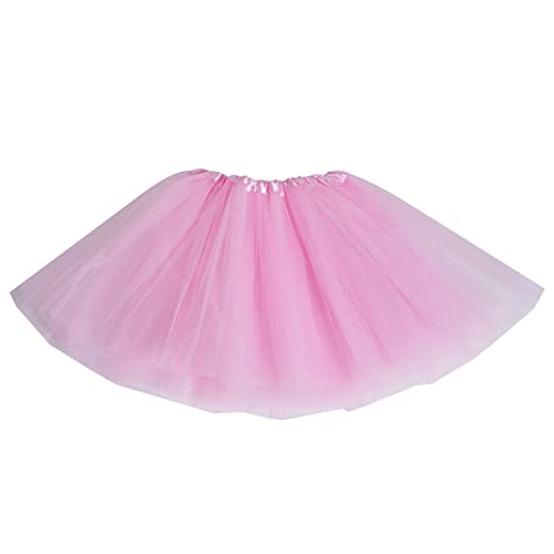 Damen Tütü Rock Minirock Stretch Mini Skater Tutu Rock Erwachsene Ballett Rock Tüll Rock für Party Kostüme Tanzen Rosa von baotongle