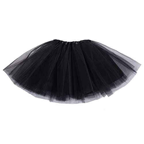 Damen Tütü Rock Minirock Stretch Mini Skater Tutu Rock Erwachsene Ballett Rock Tüll Rock für Party Kostüme Tanzen Schwarz von baotongle