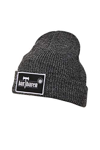 barTbaren – warme Beanie mit großem Logo Patch – weiche Unisex Wintermütze für Damen und Herren im typischen Vintage Style in Grau, Rot oder Senfgelb von barTbaren