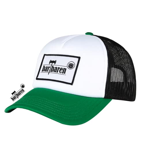barTbaren – weißgrüne Truckercap mit schwarzem Netz – verstellbare Mesh Baseball Cap mit coolem großen 3D Logo Patch und Snapback-Verschluss von barTbaren