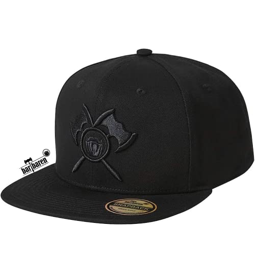 barTbaren – Snapback in Schwarz aus 100% Baumwolle – verstellbare Unisex Cap für Damen und Herren mit hochwertig aufgesticktem 3D Axt Logo von barTbaren