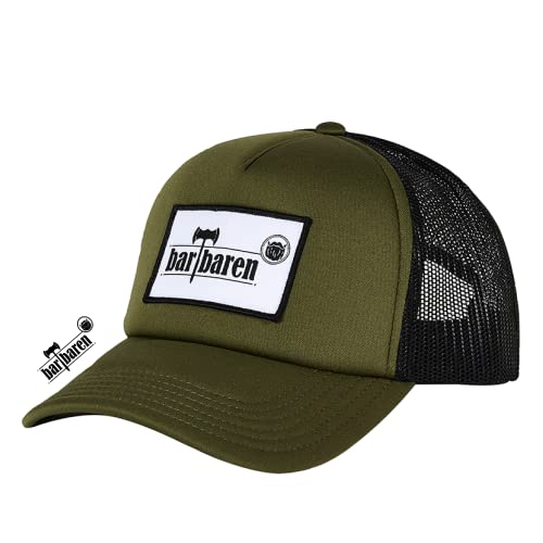 barTbaren – olivgrüne Truckercap mit schwarzem Netz – verstellbare Mesh Baseball Cap mit coolem großen 3D Logo Patch und Snapback-Verschluss von barTbaren