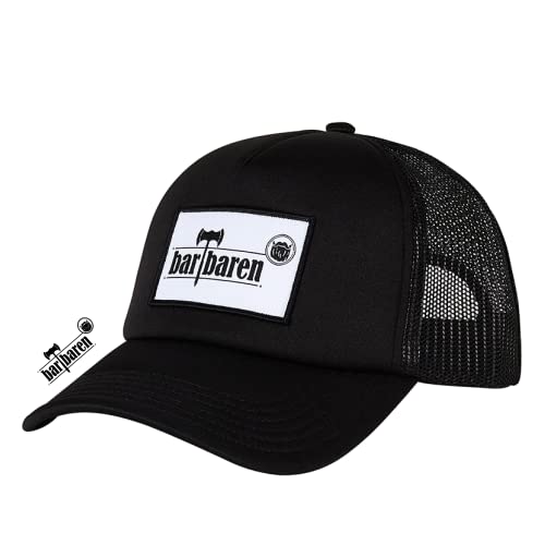 barTbaren – Schwarze Truckercap mit schwarzem Netz – verstellbare Mesh Baseball Cap mit coolem großen 3D Logo Patch und Snapback-Verschluss von barTbaren