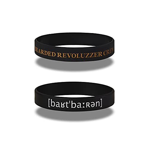 barTbaren – 2er Set unisex Silikonarmband für Fitness und Freizeit – robustes Sportarmband aus 100% hypoallergenem Silikon in Schwarz mit weißem/bronzefarbenem Prägdruck für Damen und Herren von barTbaren