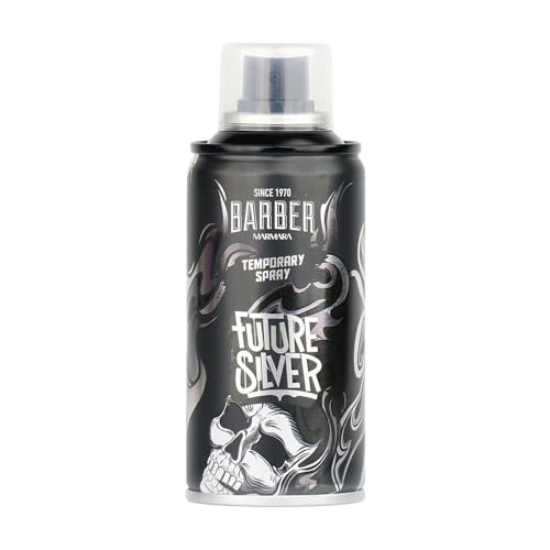 BARBER MARMARA Friseur Color Haarspray Future Silver - 150ml - Color Haar Farb-spray zum Verkleiden & Schminken für Karneval, Fasching, Halloween & Motto-Party - Auswaschbar - Color Hair Spray von barber marmara