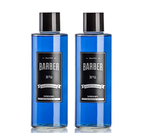 BARBER MARMARA No.2 Eau de Cologne Herren Splash im Glas Flacon 2x 500ml - After Shave Men - Duftwasser - Rasierwasser Männer - Erfrischt kühlt - Duft Herren - 70° Alkohol - Barbershop-Duft (2x No.2) von barber marmara