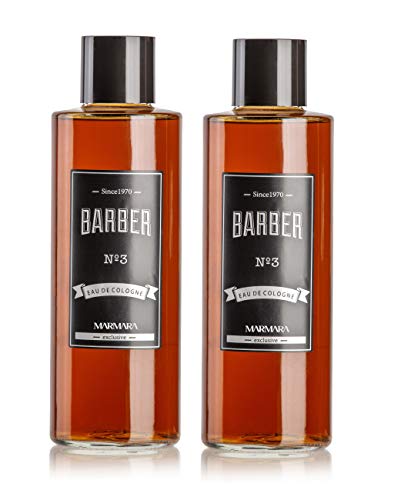 BARBER MARMARA No.3 Eau de Cologne Herren Splash im Glas Flacon 2x 500ml - After Shave Men - Duftwasser - Rasierwasser Männer - Erfrischt kühlt - Duft Herren - 70° Alkohol - Barbershop-Duft (2x No.3) von barber marmara