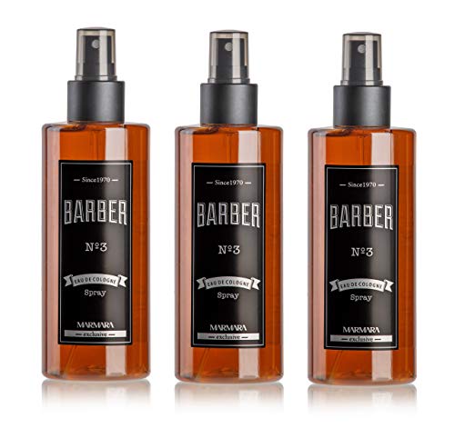 BARBER MARMARA No.3 Eau de Cologne Pump-spray Herren (3x 250ml) After Shave Men - Duftwasser - Rasierwasser Männer - Erfrischt kühlt - Herren Duft - Desinfizierend 70° Alkohol (3x No.3) von barber marmara