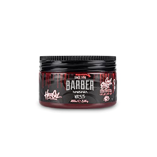 BARBER MARMARA No.33 Hair Styling Gel 250ml - Haargel Herren - Starker Halt - Kein Verkleben und ohne Rückstände - Alkohol Frei - Frischer Duft - Hair Gel - wet hair look - gummy Effect von barber marmara