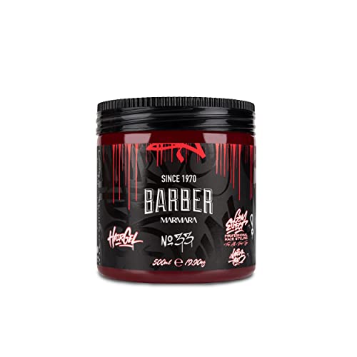 BARBER MARMARA No.33 Hair Styling Gel 500ml - Haargel Herren - Starker Halt - Kein Verkleben und ohne Rückstände - Alkohol Frei - Frischer Duft - Hair Gel - wet hair look - gummy Effect von barber marmara