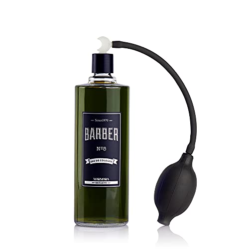 BARBER MARMARA No.5 Eau de Cologne Herren mit Ballpumpe Zerstäuber im Glas Flacon 1x 500ml - After Shave Men - Duftwasser - Rasierwasser Männer - Erfrischt kühlt - Barbershop Spray - Body Spray von barber marmara