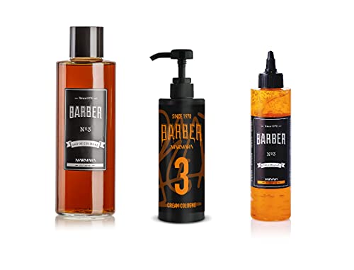 BARBER MARMARA Shaving Set No.3 | Rasierset für Männer | Transparentes Rasiergel 250ml | Eau de Cologne 500ml | Aftershave Cream Balsam-Lotion 400ml | Barbershop-Friseur | Rasur Vor-Nachbehandlung von barber marmara