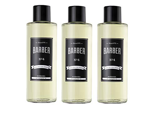 MARMARA BARBER Eau de Cologne Herren 500ml No.4 im Glas Flacon After Shave Men Duftwasser Rasierwasser Männer, Erfrischt kühlt langanhaltender Duft Herren Desinfizierend 70% Alkohol (3x Nr.4 (500ml) von barber marmara