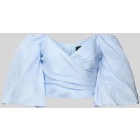 Bardot Slim Fit Leinenbluse mit V-Ausschnitt Modell 'EVA' in Hellblau, Größe 34 von bardot