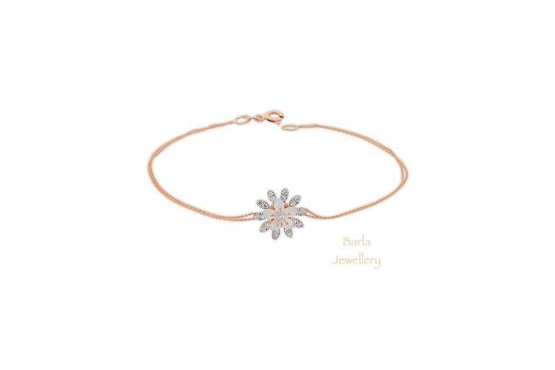 Diamant Blumen Armband, 14K Gold Einzigartige Perlmutt Black Freitag Sale von barlajewellery