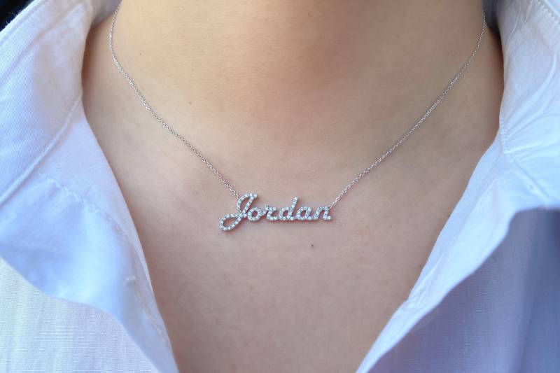 14K Diamant Namenskette Personalisierter Buchstaben Anhänger von barlajewellery