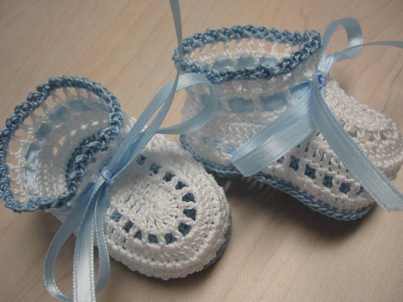 Gehäkelte Baby Booties Blau & Weiß Neugeborene Jungen Geschenk von barreez
