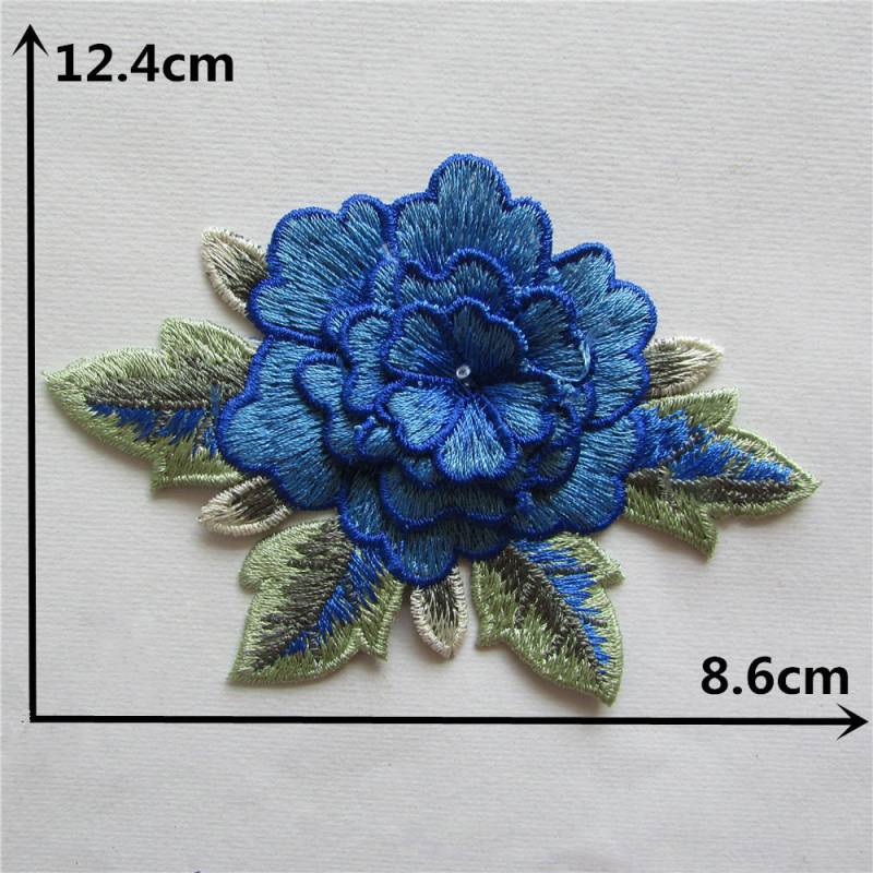 Blaue Rose Blume Applikation Stickerei Nähen Auf Patches Sewing 3-D von barsikmoy