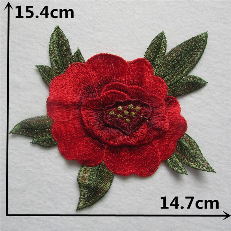 Rote Rose Blume Applikation Stickerei Nähen Auf Patches Sewing von barsikmoy