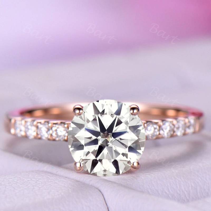 6.5 Mm Moissanit Verlobungsring 14K Rose Gold Halbe Eternity Band von bartUSgem