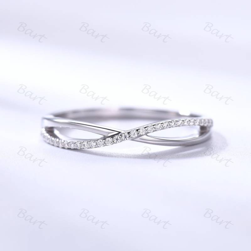 Moissanit Ehering Verdrehter Infinity Ring Aus 14K Weißgold von bartUSgem