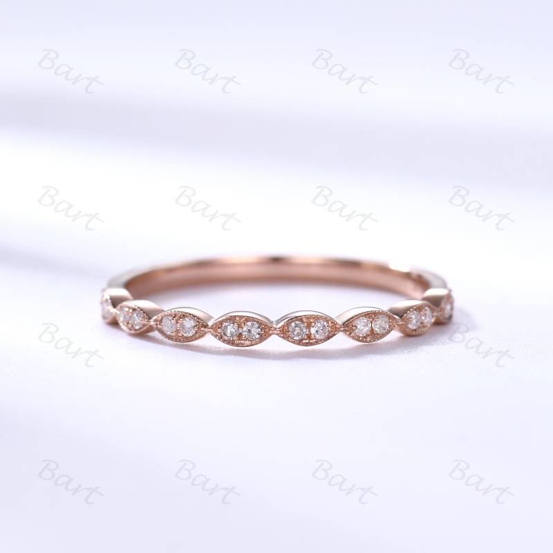 Moissanite 14K Rose Gold Ehering Marquise Halb Eternity Ring Moissanite 14K Rose Gold Ehering Marquise Halb Eternity Ring von bartUSgem