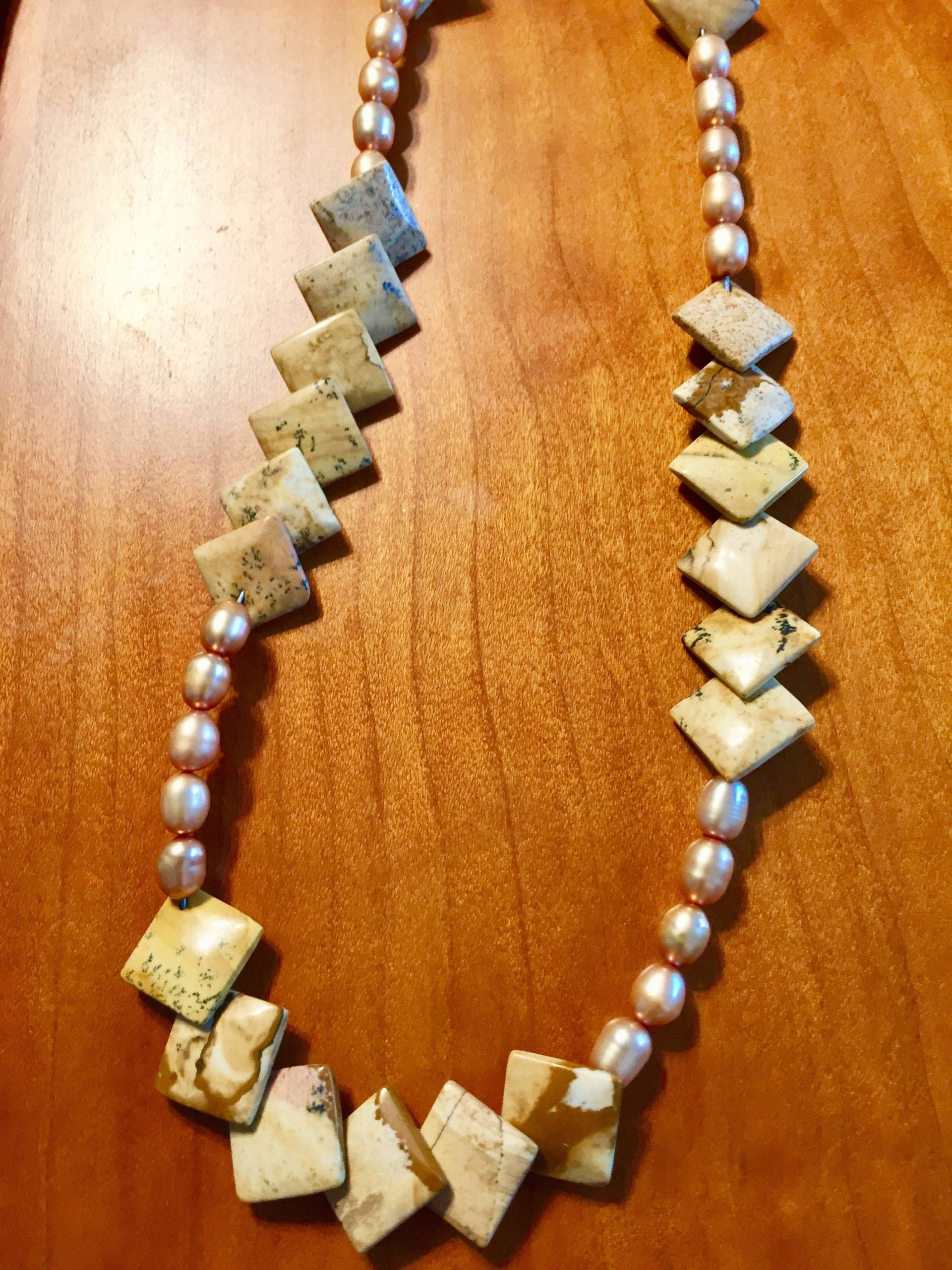 Leopardskin Jaspis & Perlenkette von basicelementsdesign