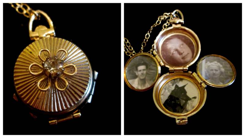 Die Gerippten Daisy Vintage Coro 4 Bild Medaillon Halskette von basilthecat