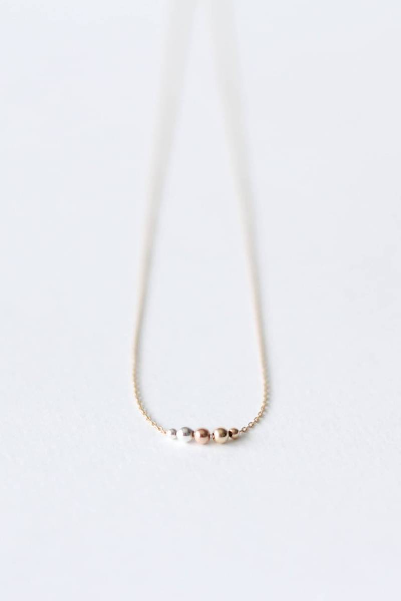 Regenbogen Collier/Gemischte Metall Mit Sterling Silber Und 14 K Gelb Rosa Gold Gefüllte Perlen Regenbogen Collier/Gemischte Metall Mit Sterling Silber Und 14 K Gelb Rosa Gold Gefüllte Perlen von batsumaruxo