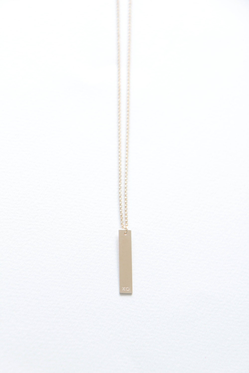 xo Gold Tag Lange Halskette/14 K Gefüllte Hand Gestempelt xo Gold Tag Lange Halskette/14 K Gefüllte Hand Gestempelt von batsumaruxo