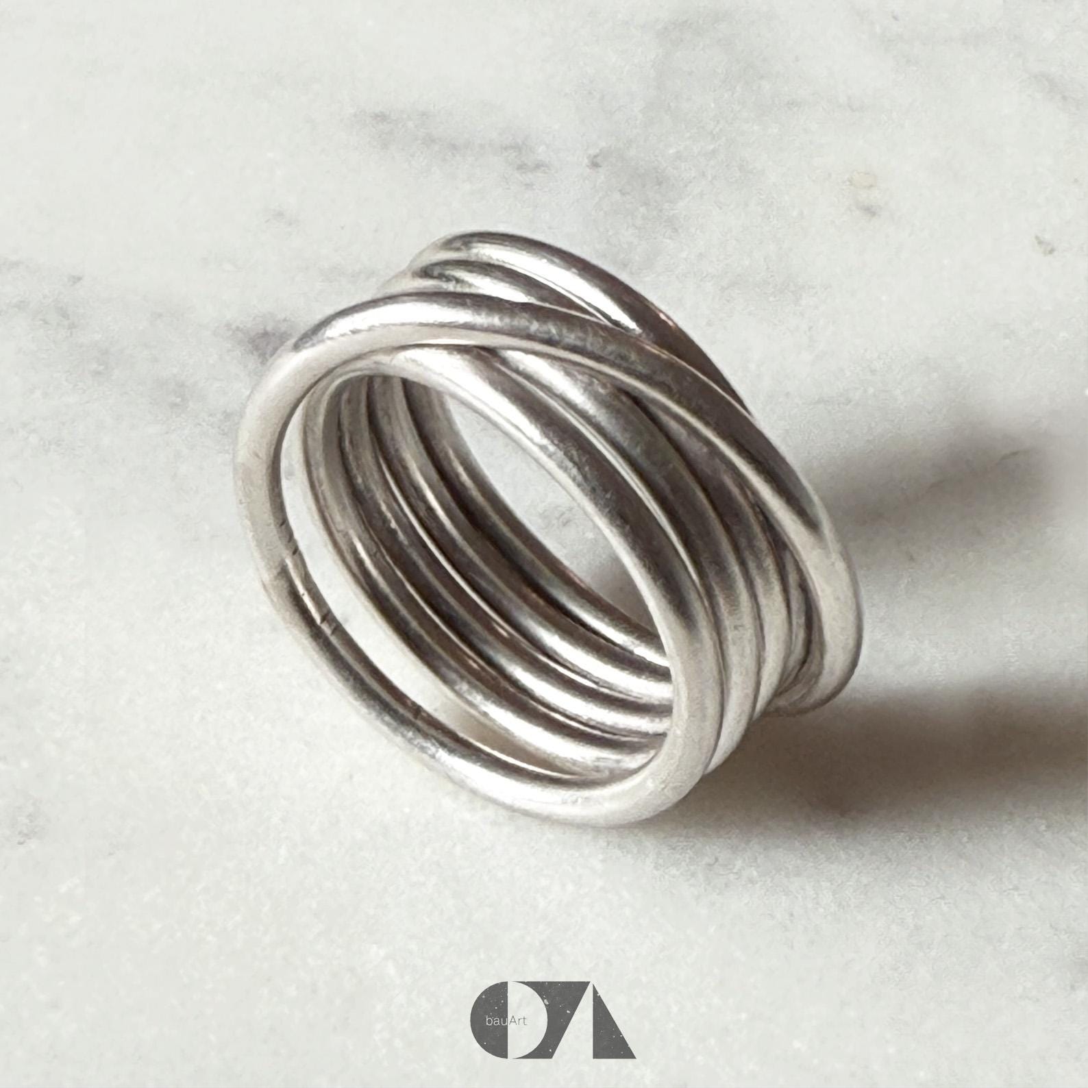 Breiter Wickelring, Spiralring, 925 Silber Breiter Wickelring, Spiralring, 925 Silber von bauArtShop