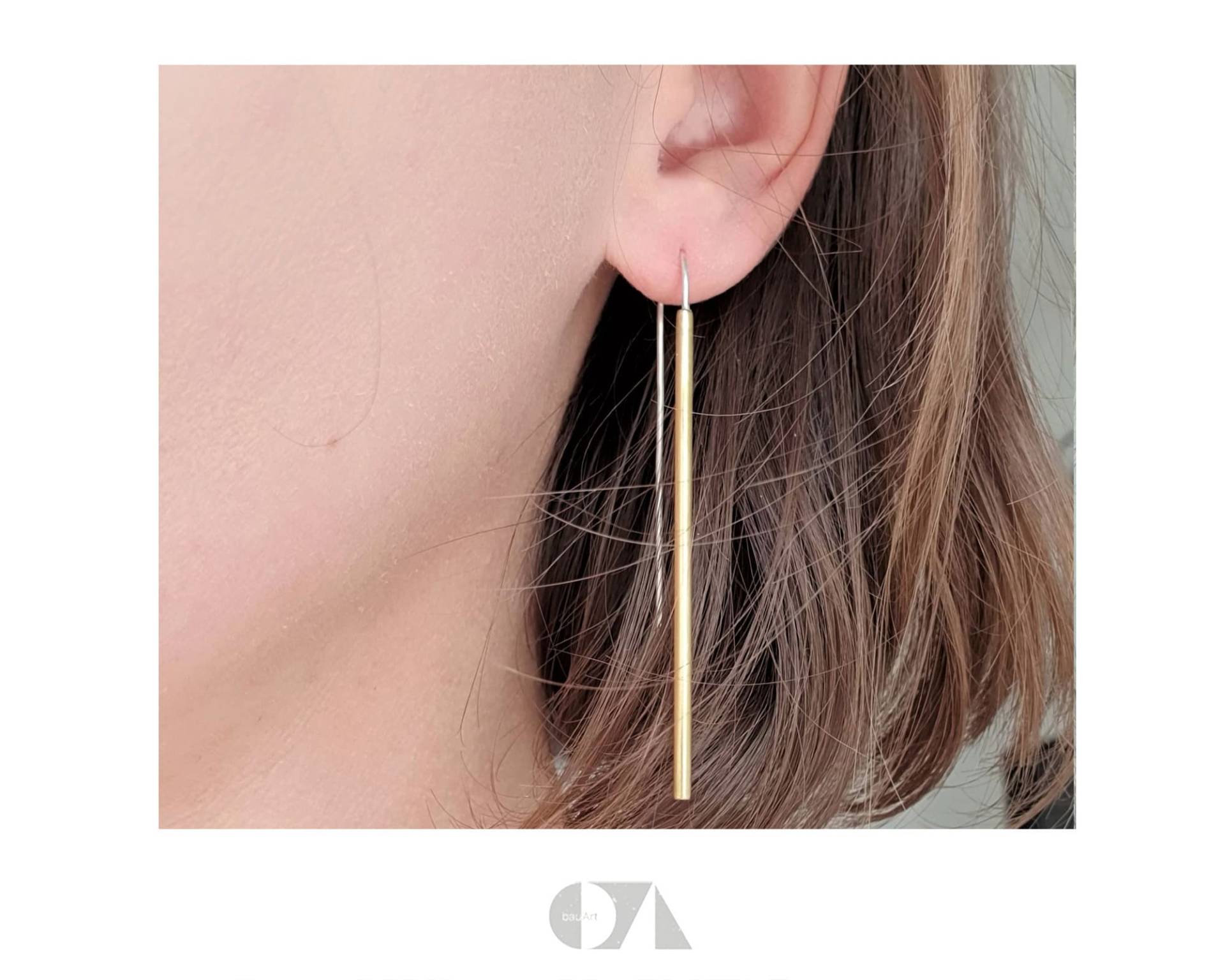 Extra Lange Ohrringe, Long Bar, Messing, Silber 925, Minimalistisch Extra Lange Ohrringe, Long Bar, Messing, Silber 925, Minimalistisch von bauArtShop